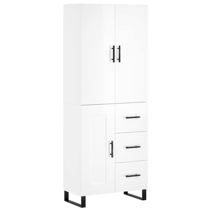 Aparador Alto Madera Contrachapada Blanco Brillo 69,5x34x180 Cm_1