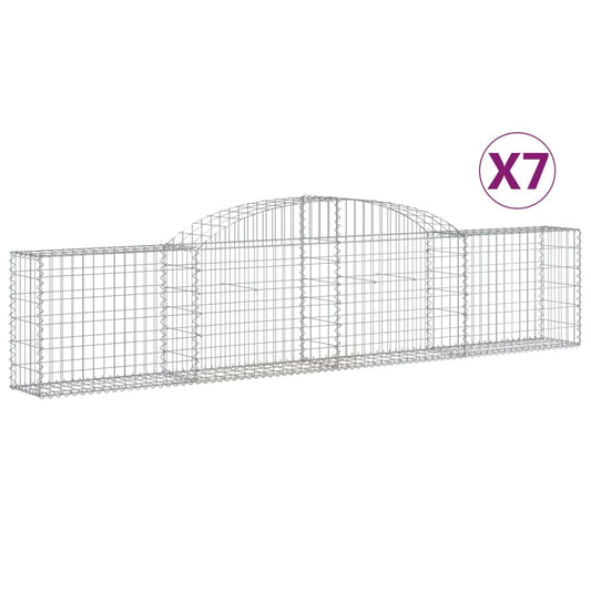 Cestas De Gaviones 7 Uds Forma De Arco Hierro 300x30x60/80 Cm_0