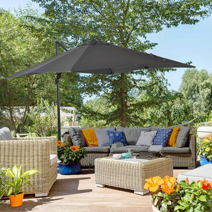 Outsunny Sombrilla De Jardín De Aluminio 245x245x245 Cm Con Manivela Gris_1