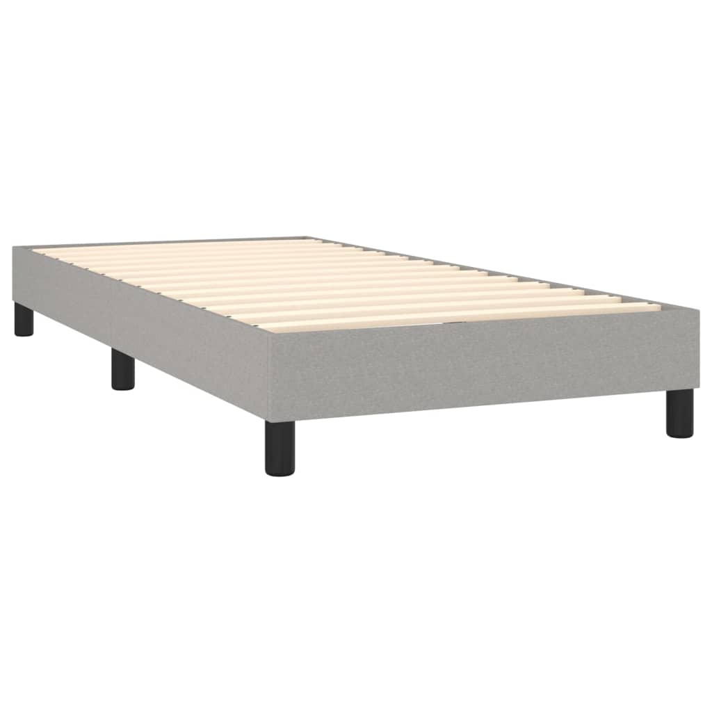 Cama Box Spring Colchón Y Luces Led Tela Gris Claro 90x200 Cm / Vetonek_5