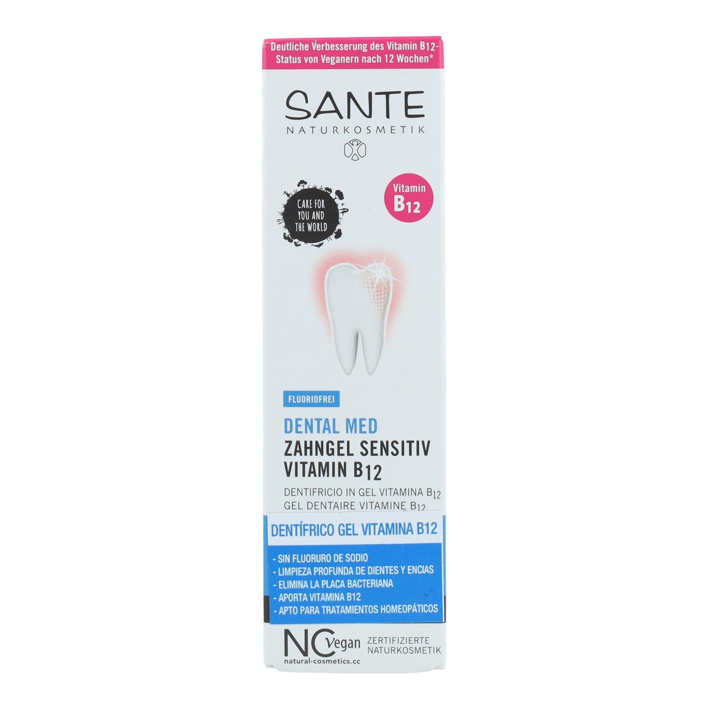Pasta de dentes Sante sem flúor com vitamina B12, 75 ml