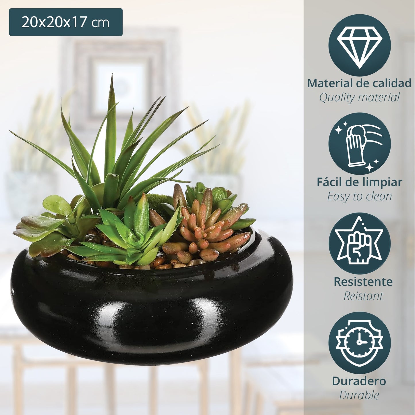 Composición De Centro: Surtido De Plantas Con Florero De Cerámica D20xh6