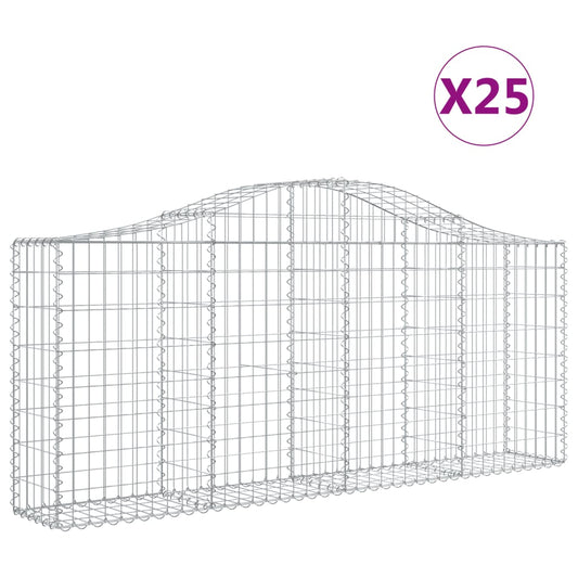 Cestas De Gaviones 25 Uds Forma De Arco Hierro 200x30x80/100 Cm_0