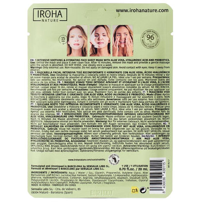 Máscara de tecido hidratante e reconfortante com aloé vera da Iroha Nature 20ml