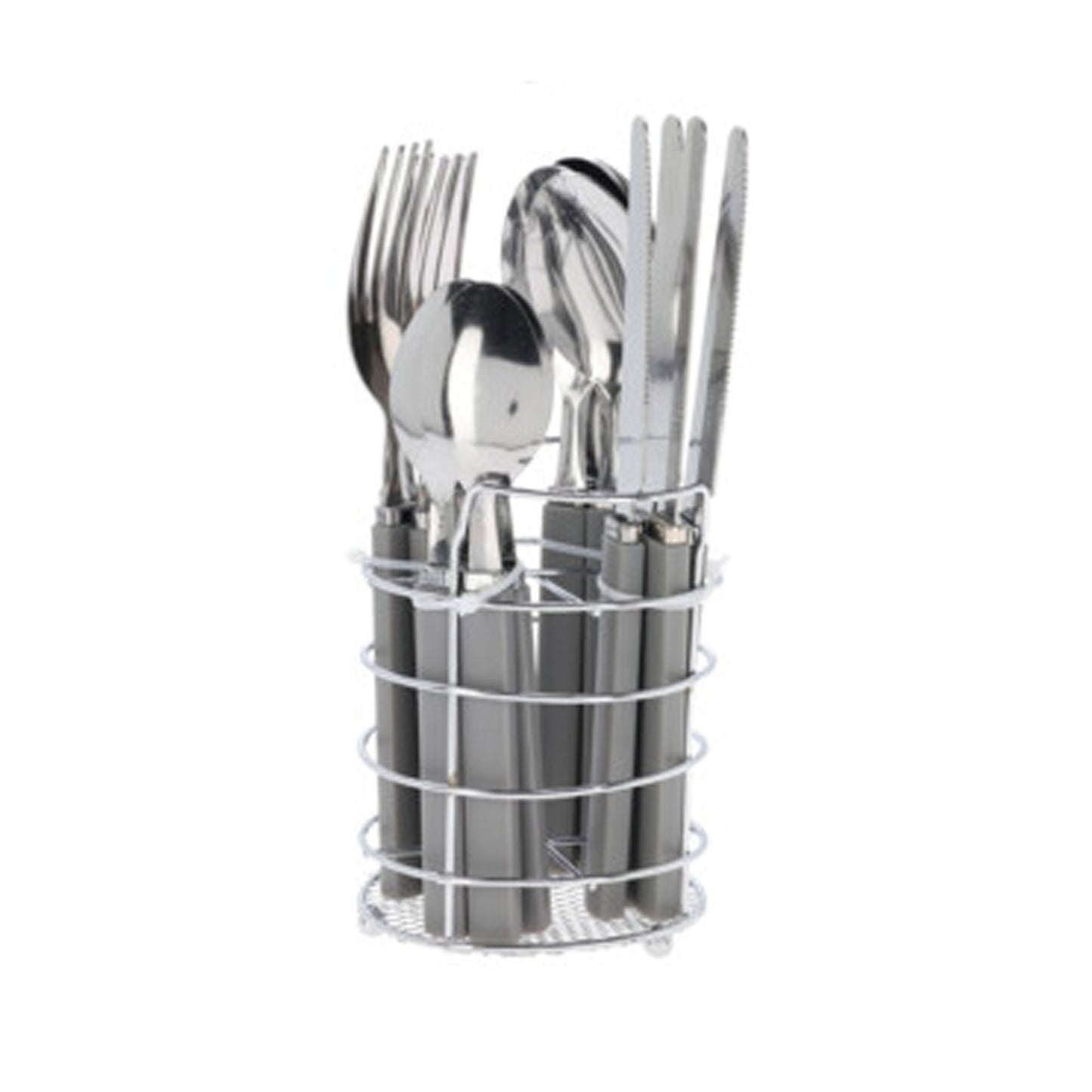 Juego De 17 Cubiertos En Soporte - Acero Inoxidable Con Mango De Pp - Well Home_0