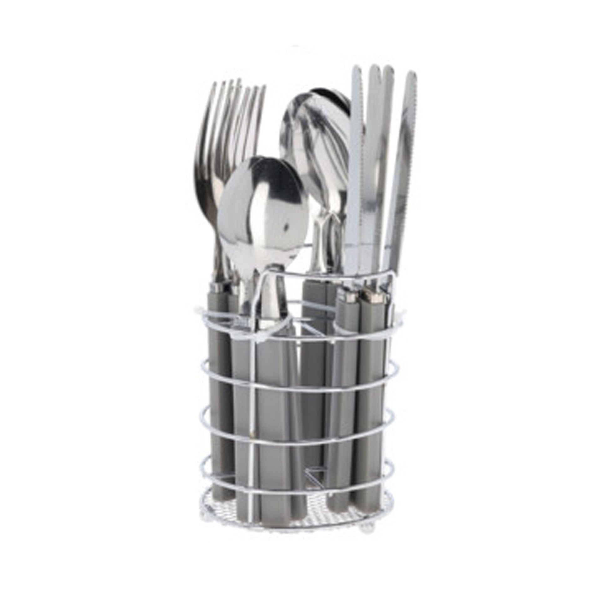 Juego De 17 Cubiertos En Soporte - Acero Inoxidable Con Mango De Pp - Well Home_0