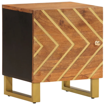 Mesitas De Noche 2 Uds Madera Maciza De Mango Marrón Y Negro_1