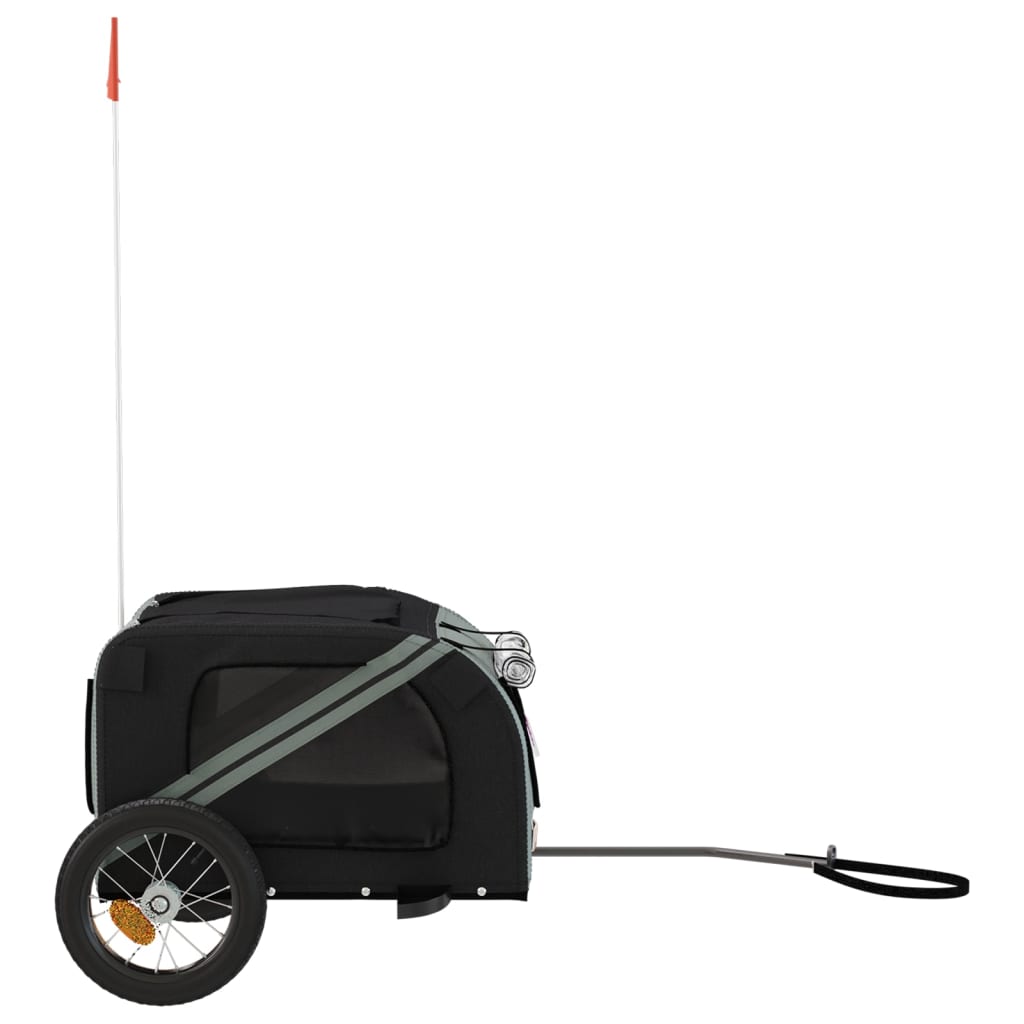 Remolque De Bicicleta Mascotas Hierro Tela Oxford Gris Negro_5