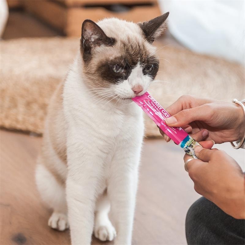 Petiscos cremosos para gatos Arquivet Salmão e camarão 5x14 g