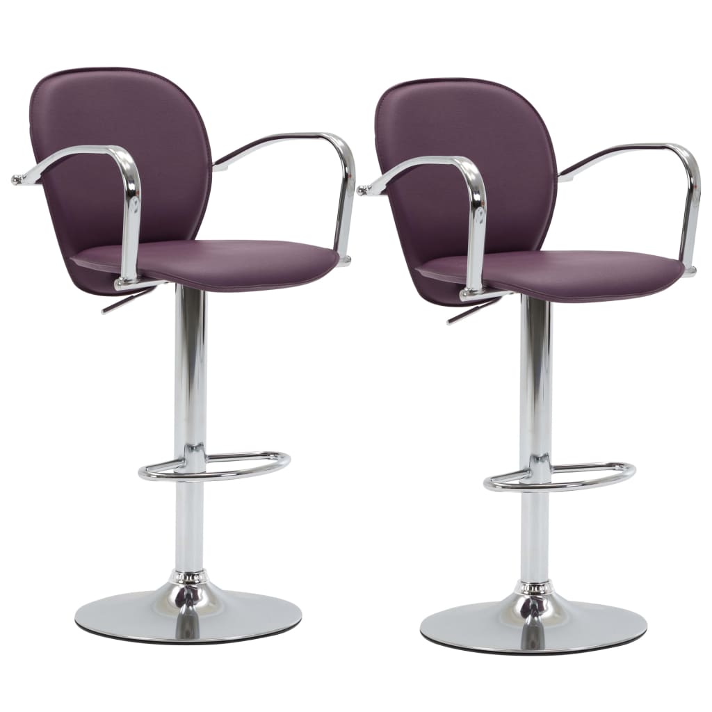 Taburetes Cocina Con Reposabrazos 2 Uds Cuero Sintético Morado_0