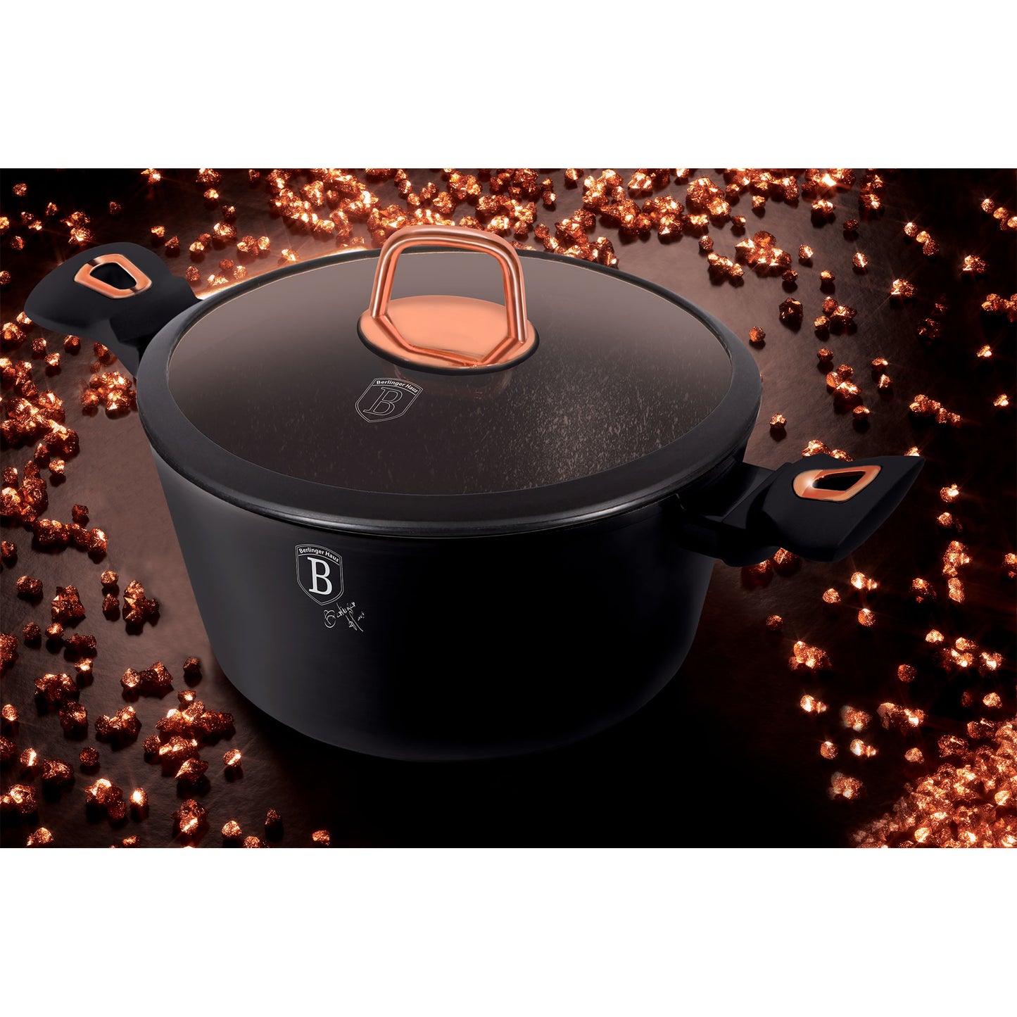 Batería Cocina Inducción 10 Piezas, Antiadherente Mármol Sin Pfoa, Aluminio, Cazuelas Sartenes Berlinger Haus Black Rose Negro_3