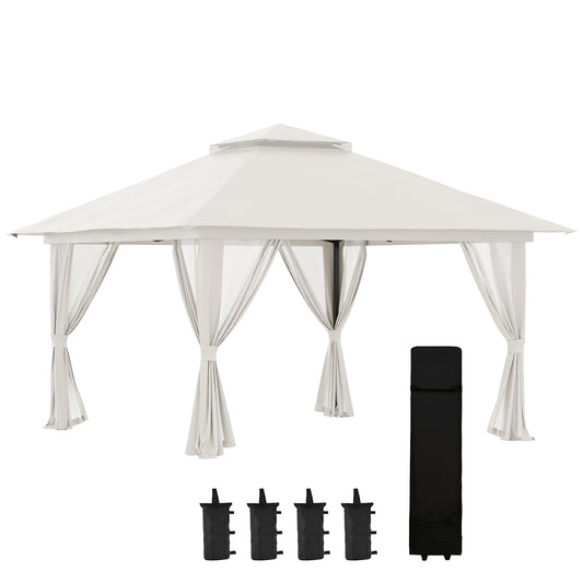 Outsunny Carpa Plegable Pop-up 4x4x2,8 M Altura Ajustable Protección Uv50+_0