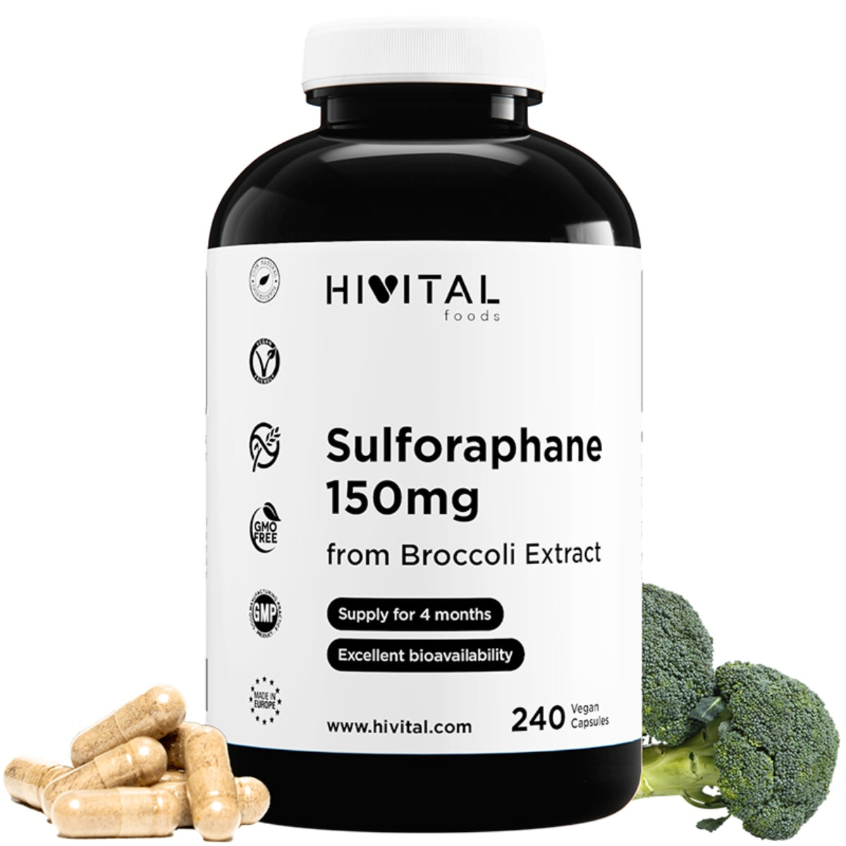 Sulforafano 150 mg Hivital 240 cápsulas vegan