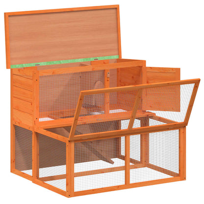Conejera De Madera Maciza De Pino Marrón 102x90x84,5 Cm_3