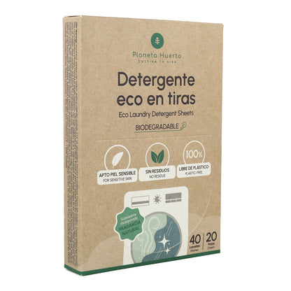 Embalagem de 2 Eco-Strips para detergente e amaciador Planeta Huerto 40 lavagens