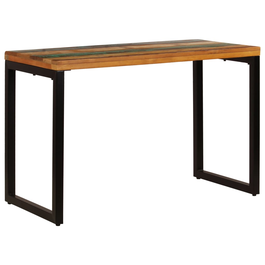 Mesa De Comedor De Madera Maciza Reciclada Y Acero 115x55x76 Cm_0