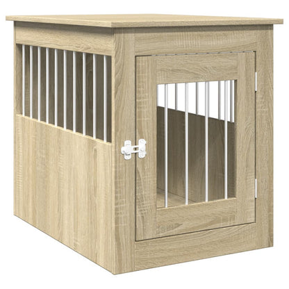 Jaula Para Perros En Mueble Roble Sonoma Estilo 55x75x65 Cm Material Madera_0
