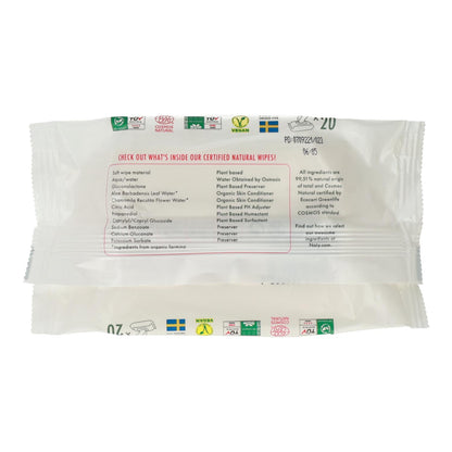 Toalhetes humedecidos tamanho viagem Naty 20 unidades