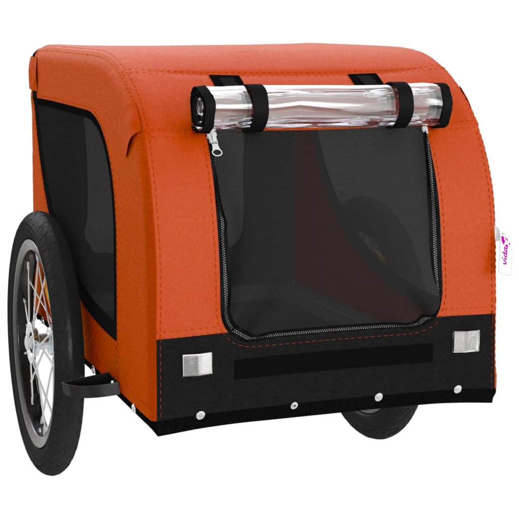 Remolque De Bicicleta Mascotas Hierro Tela Oxford Naranja Negro_3