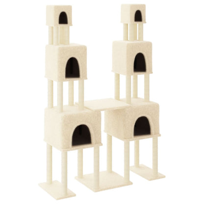 Rascador Para Gatos Con Postes De Sisal Color Crema 199 Cm_0