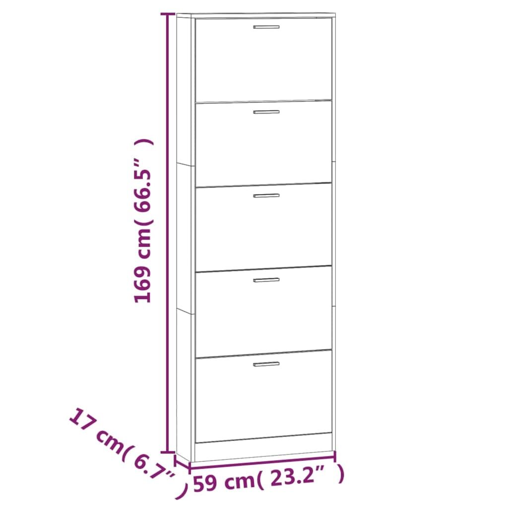 Vidaxl Mueble Zapatero Madera Contrachapada Marrón Roble 59x17x169 Cm_2