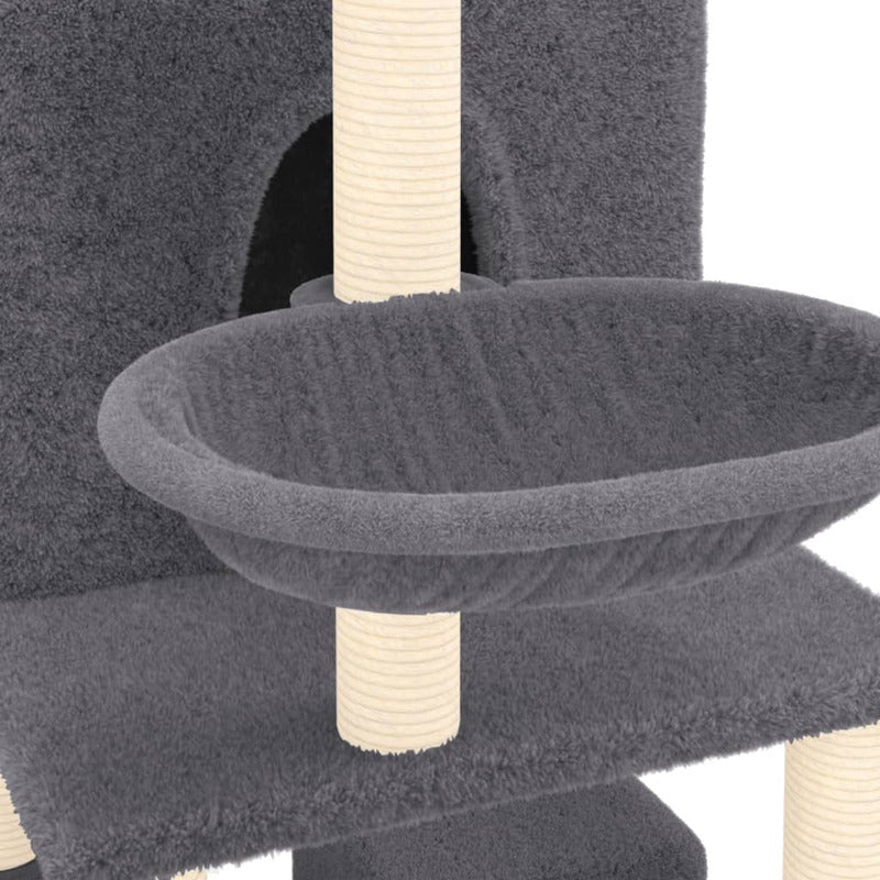 Vidaxl Rascador Para Gatos Con Postes De Sisal Gris Oscuro 180 Cm_5