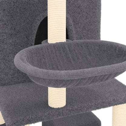 Vidaxl Rascador Para Gatos Con Postes De Sisal Gris Oscuro 180 Cm_5