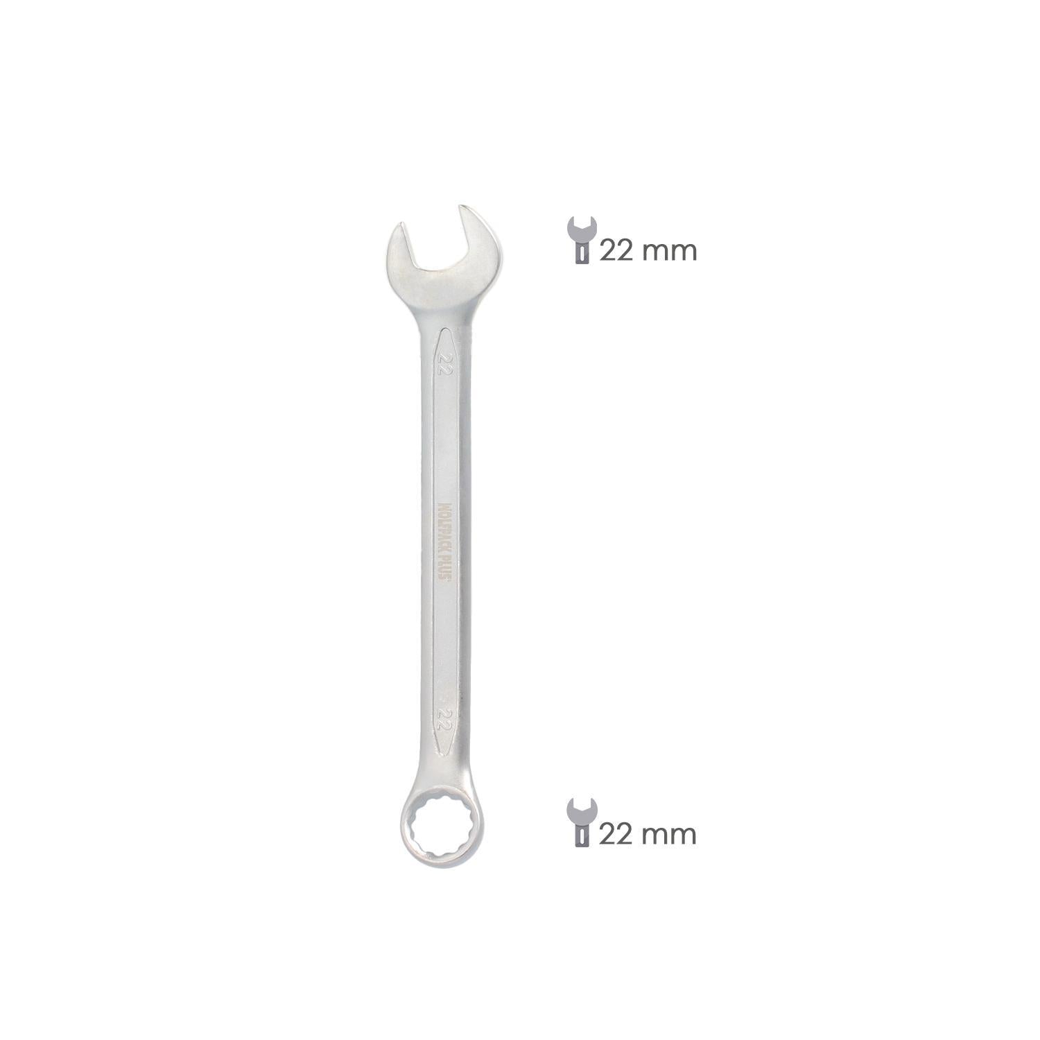Llave Combinada Plus 22x22 Acero Cromo Vanadio Din 3113. Llave Doble Boca, Llave Fija, Llave Estrella_1