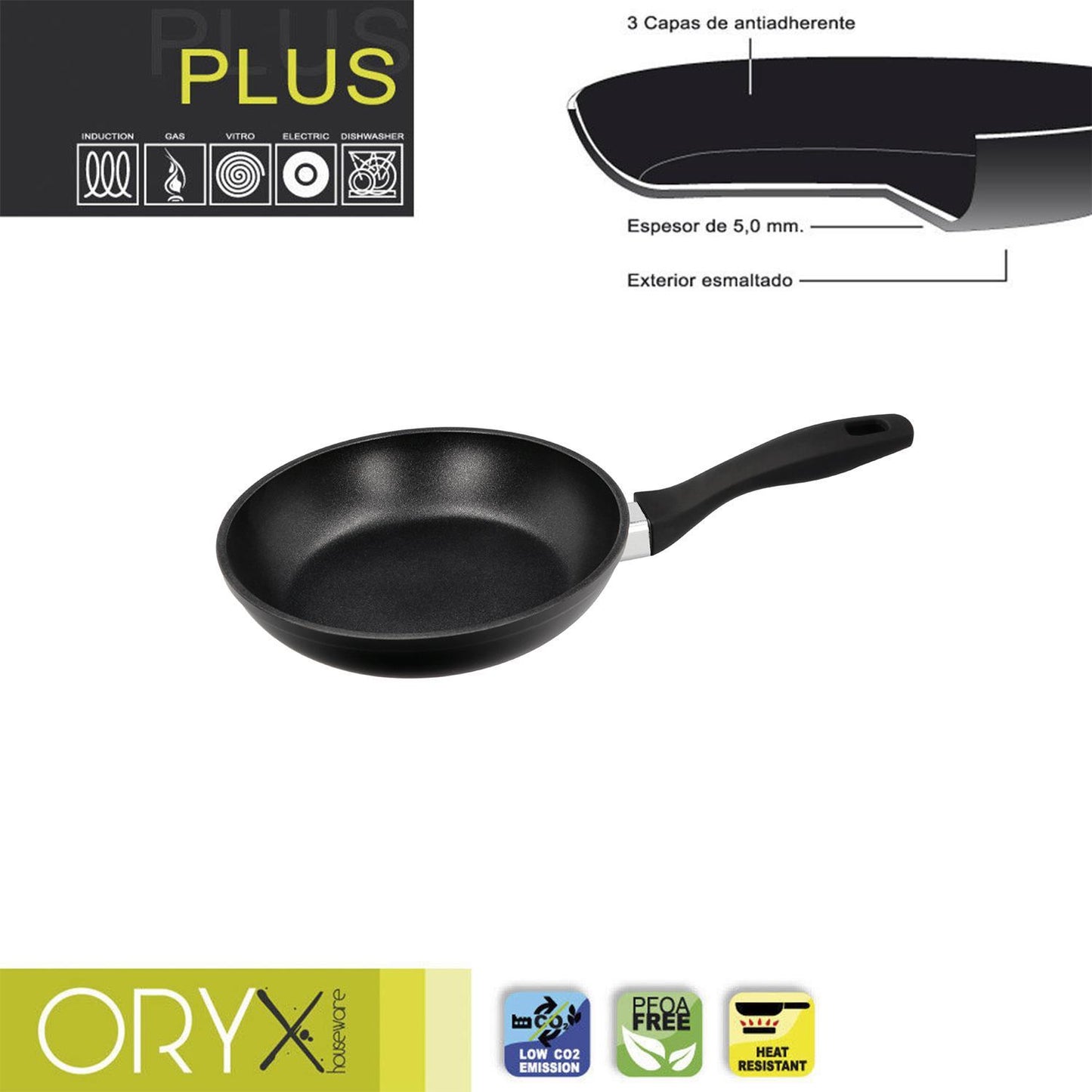 Oryx Sartén Aluminio Antiadherente Plus, Forjada, Apta Inducción, Libre Pfoa, Diámetro 18 Cm, Espesor 5 Mm._0