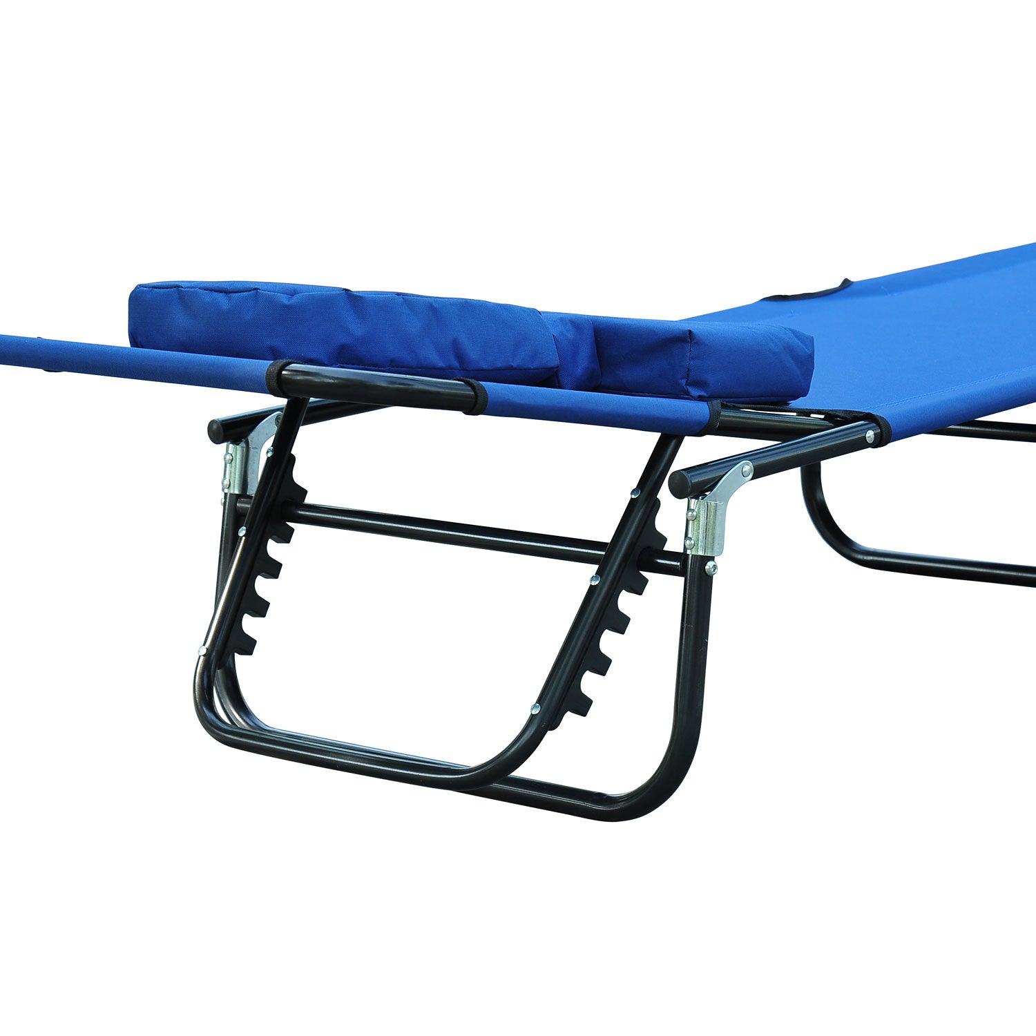 Outsunny Tumbona Plegable De Jardín Con Respaldo Ajustable Almohada Acero Azul_3