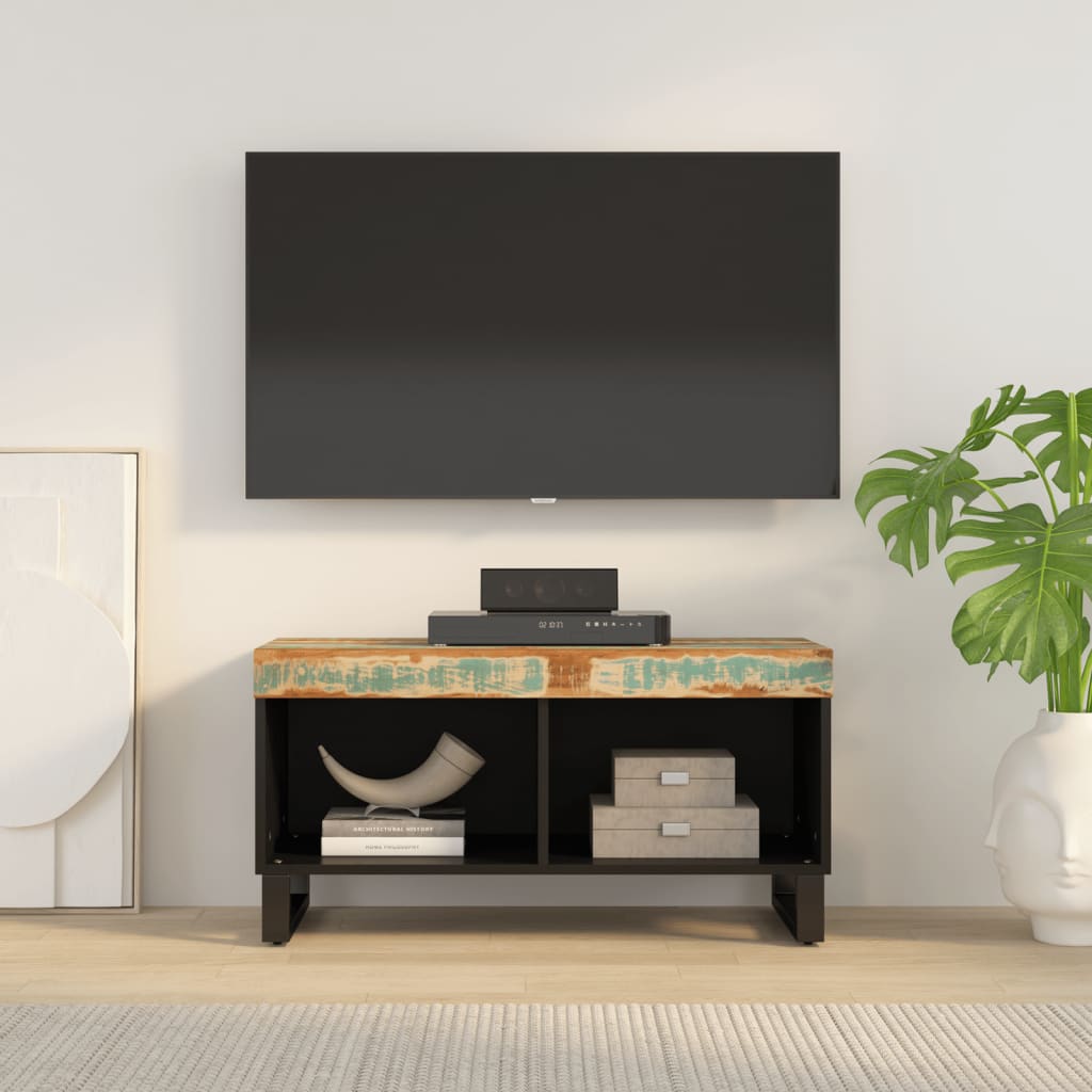 Mueble De Tv Madera Maciza Reciclada 85x33x43,5 Cm_0