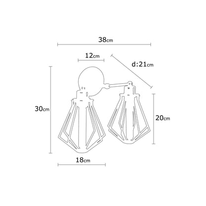 Aplique De Pared, Hierro , Negro, 38x38x30, Casquillo E 27 Max 40 W