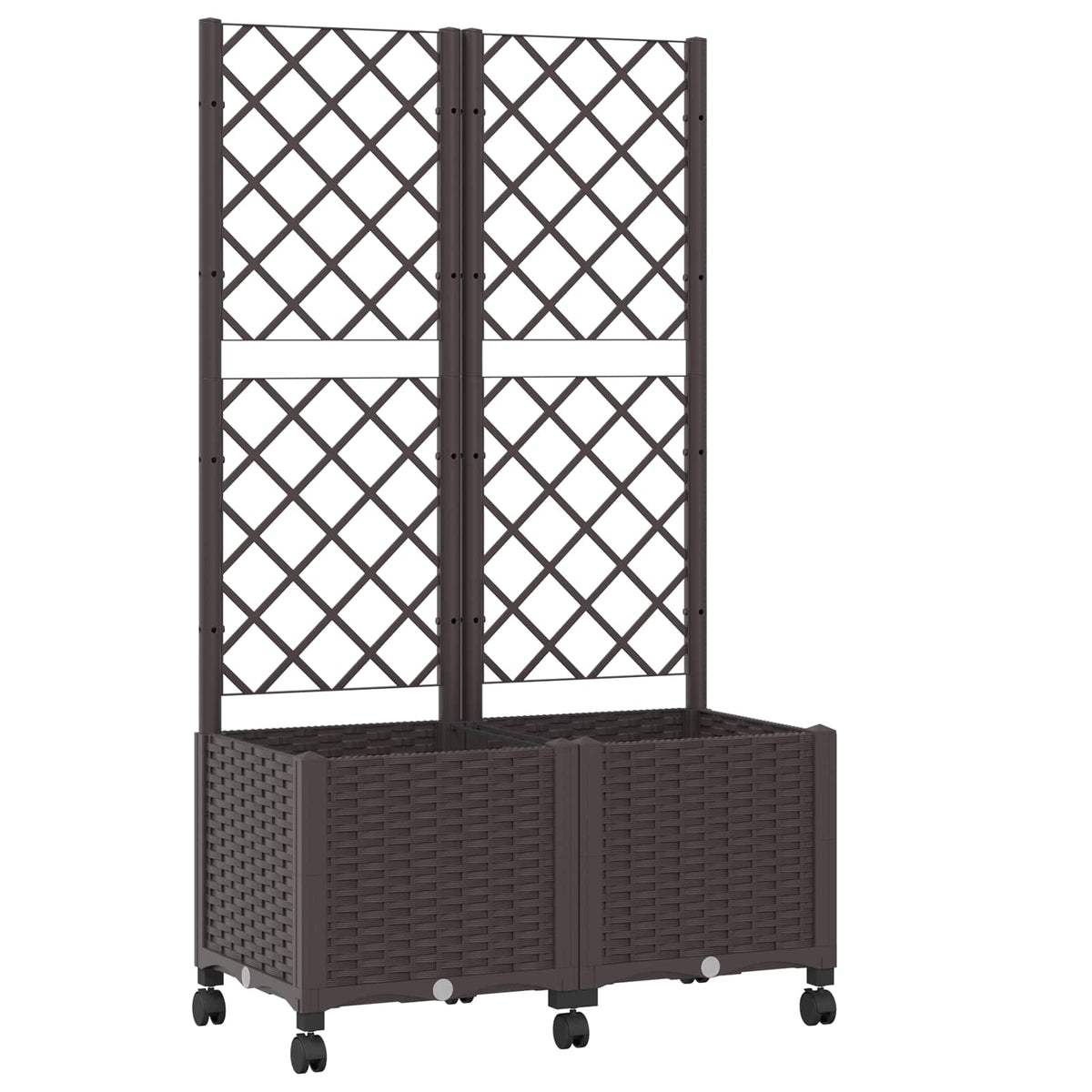 Jardinera Con Enrejado Y Ruedas Marrón 80 X 40 X 146 Cm Pp_0