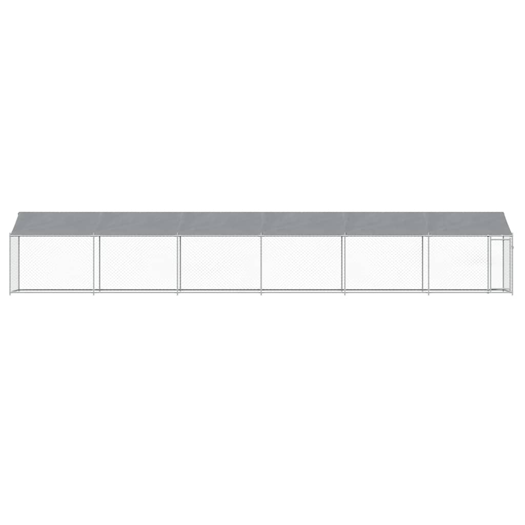 Jaula De Perros Techo Y Puerta Acero Galvanizado Gris 12x2x2 M_3