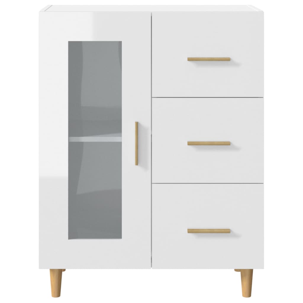 Aparador De Madera Contrachapada Blanco Brillante 69,5x34x90 Cm / Vetonek_1