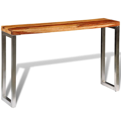 Mesa Consola Con Patas De Acero Madera Maciza_3