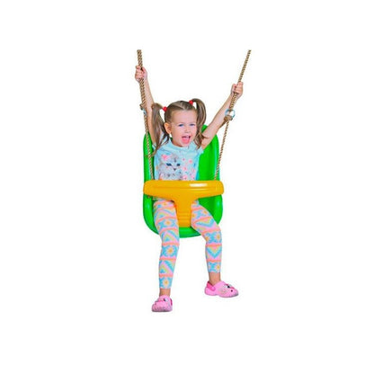 Columpio Doble De Madera Cuadrada Masgames Karai Junior Xl + Asiento Bebe._5