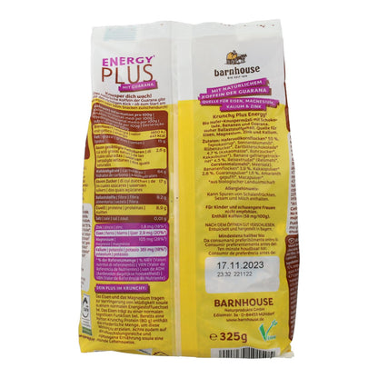 Muesli Krunchy Energy Plus com Chocolate, Banana e Guaraná BIO Barnhouse 325 gr
