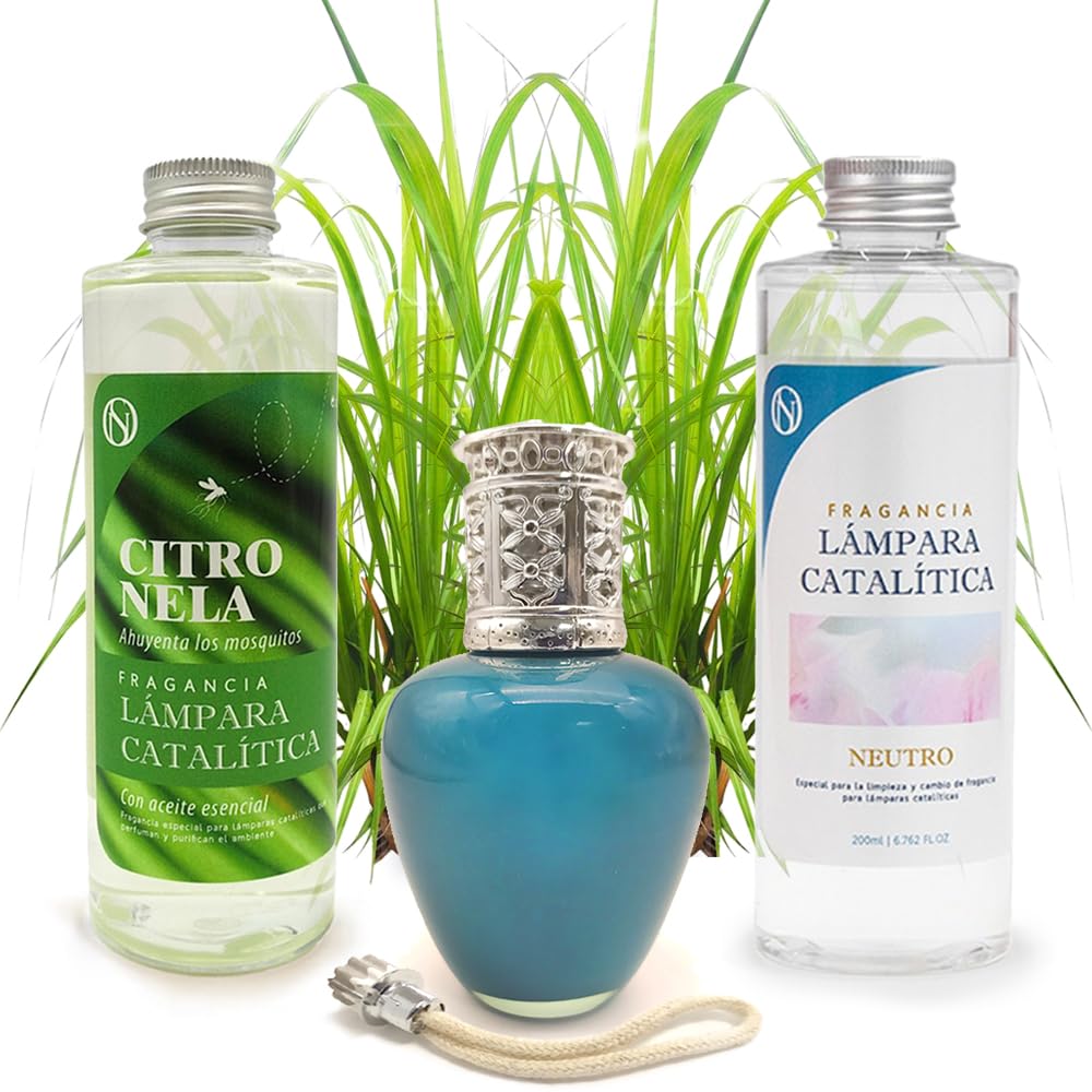 Pack Ahorro Lámpara Catalítica Aqua Marina + Fragancia Citronela (500ml) + Limpiador Neutro (200ml) + Mecha De Repuesto_0