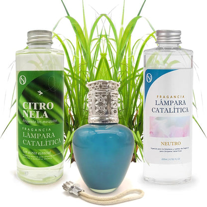 Pack Ahorro Lámpara Catalítica Aqua Marina + Fragancia Citronela (500ml) + Limpiador Neutro (200ml) + Mecha De Repuesto_0