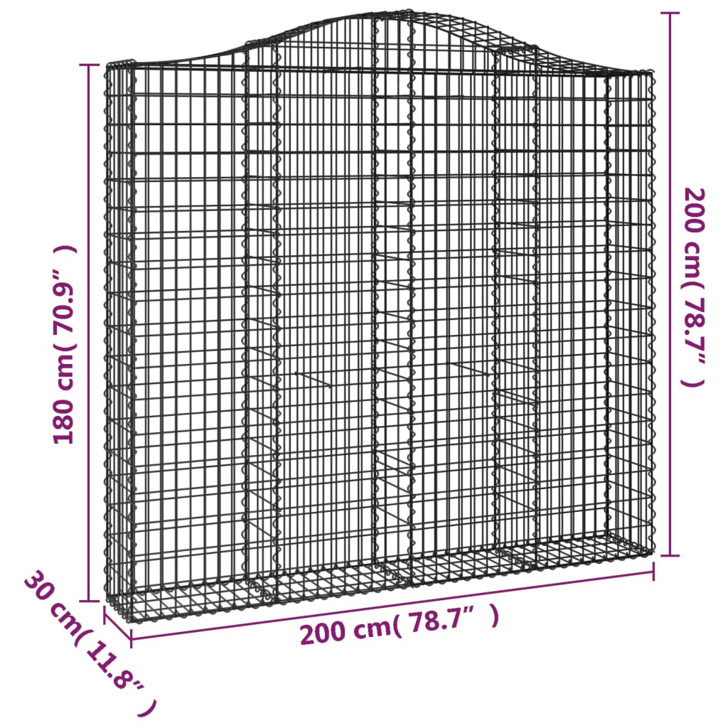 Cestas De Gaviones 5 Uds Forma De Arco Hierro 200x30x180/200 Cm_5