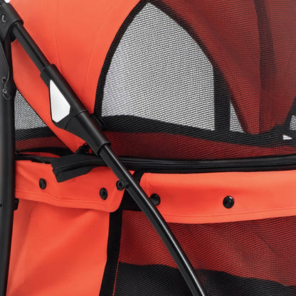 Pawhut Carrito Para Perros Plegable Con Ventanas De Malla Cojín Lavable Rojo_4