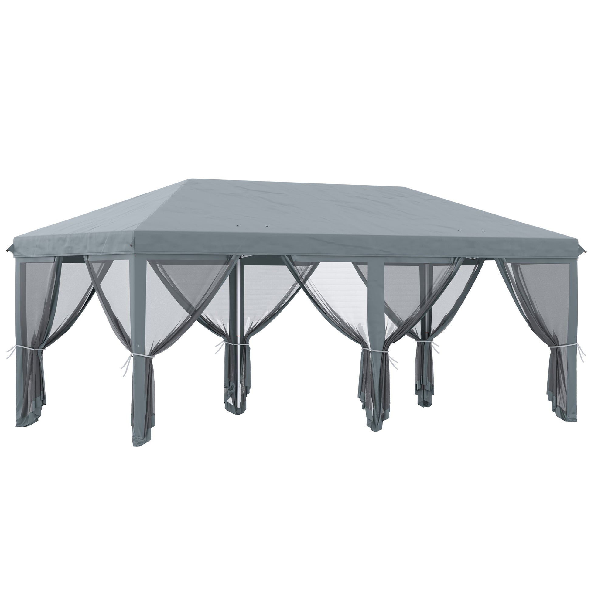 Outsunny Carpa Plegable 6x3 M Con 6 Paredes Laterales De Malla Anti-uv Gris_0