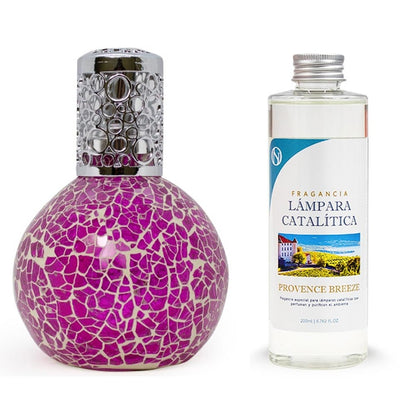Lámpara Catalítica Mosaico Fucsia + Fragancia Provence Breeze 200 Ml - Elimina Malos Olores, Impurezas Y Perfuma_0
