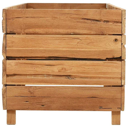 Arriate Elevado Madera De Teca Reciclada Y Acero 150x40x38 Cm_3