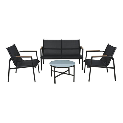 Well Home Conjunto De Muebles De Jardín De 4 Piezas De Diseño En Acero Galvanizado Y Vidrio Acabado De Mármol_0