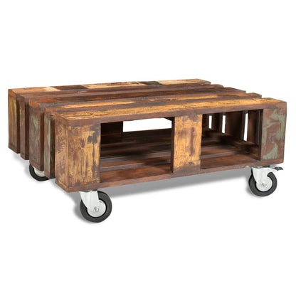 Mesa De Centro Con 4 Ruedas Madera Reciclada_2
