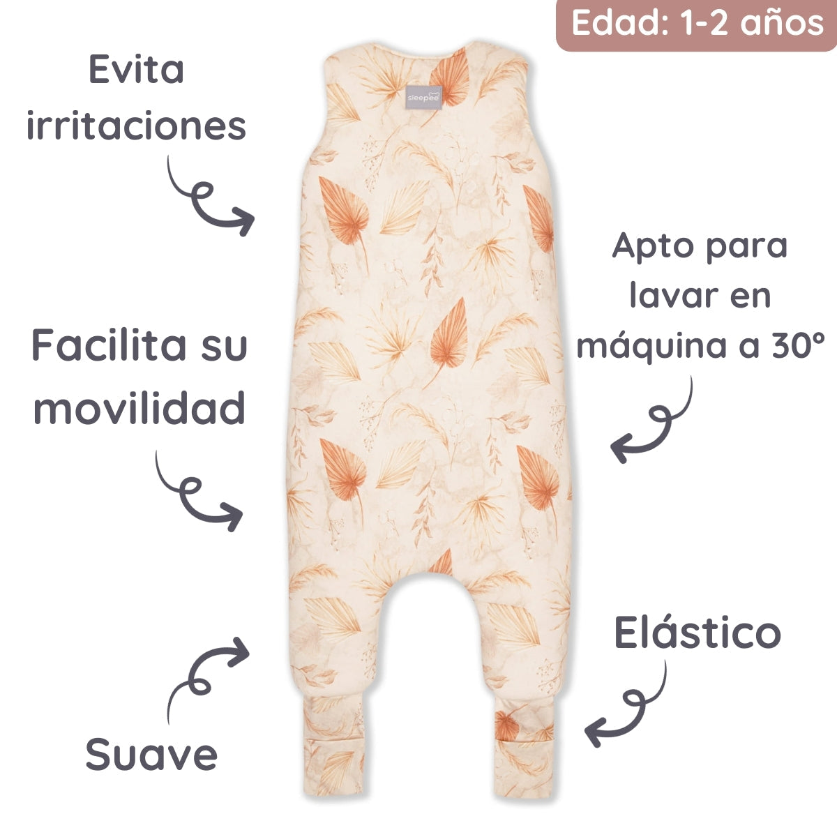 Saco De Dormir Con Pies Reversible T-s Jersey Algodón Bohemian Sand-bohemian Botanic_3