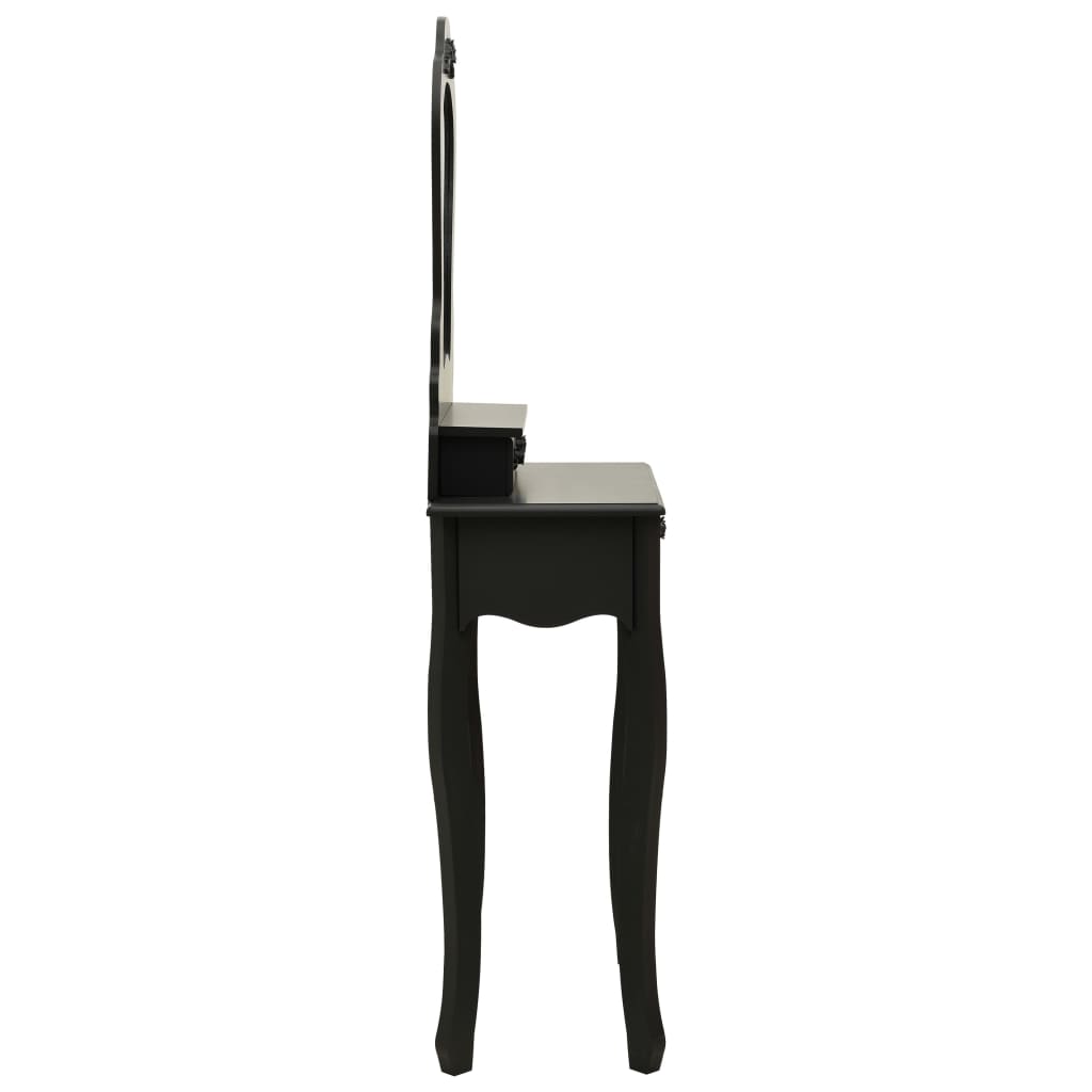 Juego De Tocador Y Taburete Madera Paulownia Negro 50x59x136 Cm_3