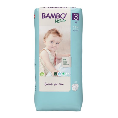 Fralda T3 midi (4-8Kg) Bambo Nature 52 unidades